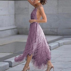 NWT Lavender Fringe Cocktail Dress